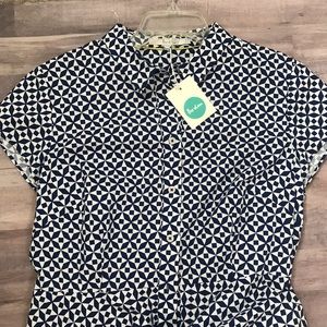 Boden navy white dress